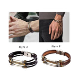 Maxbell Leather Bracelet Wristband Fathers Day Mens Leather Bracelet Son Style A