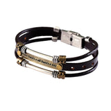 Maxbell Leather Bracelet Wristband Fathers Day Mens Leather Bracelet Son Style A