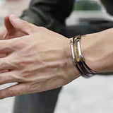 Maxbell Leather Bracelet Wristband Fathers Day Mens Leather Bracelet Son Style A