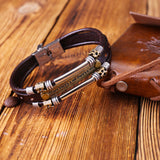 Maxbell Leather Bracelet Wristband Fathers Day Mens Leather Bracelet Son Style A