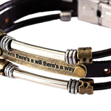 Maxbell Leather Bracelet Wristband Fathers Day Mens Leather Bracelet Son Style A