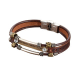 Maxbell Leather Bracelet Wristband Fathers Day Mens Leather Bracelet Son Style B