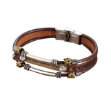 Maxbell Leather Bracelet Wristband Fathers Day Mens Leather Bracelet Son Style B