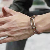 Maxbell Leather Bracelet Wristband Fathers Day Mens Leather Bracelet Son Style B