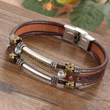 Maxbell Leather Bracelet Wristband Fathers Day Mens Leather Bracelet Son Style B