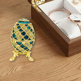 Maxbell Easter Egg Trinket Box Unique Handcrafts Collectible Stylish Egg Jewelry Box Blue