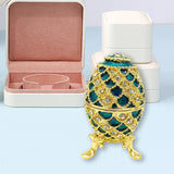 Maxbell Easter Egg Trinket Box Unique Handcrafts Collectible Stylish Egg Jewelry Box Blue