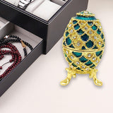 Maxbell Easter Egg Trinket Box Unique Handcrafts Collectible Stylish Egg Jewelry Box Blue