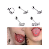 Tongue Stud Stainless Steel Letter Tongue Stud for Girls Boys Weddings Party A