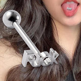 Maxbell Tongue Stud Stainless Steel Letter Tongue Stud for Girls Boys Weddings Party D