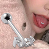 Maxbell Tongue Stud Stainless Steel Letter Tongue Stud for Girls Boys Weddings Party D