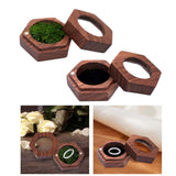 Wooden Ring Box Holder Black Walnut Gift Box for Necklace Ear Studs Ceremony Green Filled