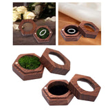 Wooden Ring Box Holder Black Walnut Gift Box for Necklace Ear Studs Ceremony Green Filled