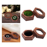 Wooden Ring Box Holder Black Walnut Gift Box for Necklace Ear Studs Ceremony Green Filled