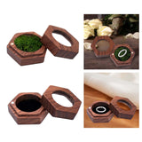 Wooden Ring Box Holder Black Walnut Gift Box for Necklace Ear Studs Ceremony Green Filled