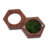 Wooden Ring Box Holder Black Walnut Gift Box for Necklace Ear Studs Ceremony Green Filled