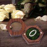 Wooden Ring Box Holder Black Walnut Gift Box for Necklace Ear Studs Ceremony Green Filled