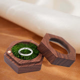 Wooden Ring Box Holder Black Walnut Gift Box for Necklace Ear Studs Ceremony Green Filled