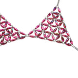 Maxbell 4xWomen's Body Chain Sleeveless Stylish Lingerie for Festival Streetwear Beach Pink