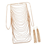 Womens Body Chain Sleeveless Backless Fashion Multi Layer Harness Body Chain Body Chain Earrings