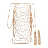 Womens Body Chain Sleeveless Backless Fashion Multi Layer Harness Body Chain Body Chain Earrings