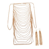 Womens Body Chain Sleeveless Backless Fashion Multi Layer Harness Body Chain Body Chain Earrings