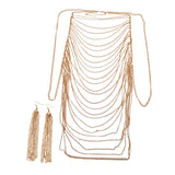 Womens Body Chain Sleeveless Backless Fashion Multi Layer Harness Body Chain Body Chain Earrings