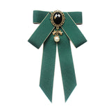 Maxbell Maxbell Bow Tie Ribbon Brooch Bowknot Bow Tie Gift Collar Pin for Shirt Uniform Suit Dark Green