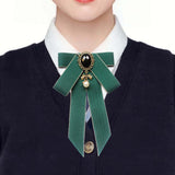 Maxbell Maxbell Bow Tie Ribbon Brooch Bowknot Bow Tie Gift Collar Pin for Shirt Uniform Suit Dark Green