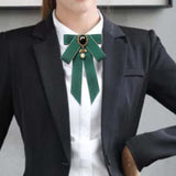 Maxbell Maxbell Bow Tie Ribbon Brooch Bowknot Bow Tie Gift Collar Pin for Shirt Uniform Suit Dark Green
