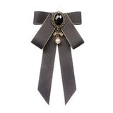 Maxbell Maxbell Bow Tie Ribbon Brooch Bowknot Bow Tie Gift Collar Pin for Shirt Uniform Suit Gray