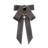 Maxbell Maxbell Bow Tie Ribbon Brooch Bowknot Bow Tie Gift Collar Pin for Shirt Uniform Suit Gray