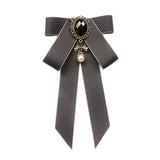 Maxbell Maxbell Bow Tie Ribbon Brooch Bowknot Bow Tie Gift Collar Pin for Shirt Uniform Suit Gray