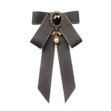 Maxbell Maxbell Bow Tie Ribbon Brooch Bowknot Bow Tie Gift Collar Pin for Shirt Uniform Suit Gray