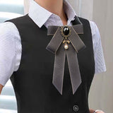 Maxbell Maxbell Bow Tie Ribbon Brooch Bowknot Bow Tie Gift Collar Pin for Shirt Uniform Suit Gray