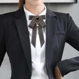 Maxbell Maxbell Bow Tie Ribbon Brooch Bowknot Bow Tie Gift Collar Pin for Shirt Uniform Suit Gray
