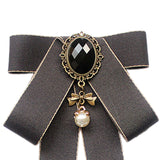 Maxbell Maxbell Bow Tie Ribbon Brooch Bowknot Bow Tie Gift Collar Pin for Shirt Uniform Suit Gray