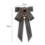 Maxbell Maxbell Bow Tie Ribbon Brooch Bowknot Bow Tie Gift Collar Pin for Shirt Uniform Suit Gray