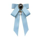 Maxbell Maxbell Ribbon Bow Brooch Pre Tied Bowknot Neck Tie Brooch Pin for Shirt Wedding DIY Sky Blue