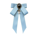 Maxbell Maxbell Ribbon Bow Brooch Pre Tied Bowknot Neck Tie Brooch Pin for Shirt Wedding DIY Sky Blue