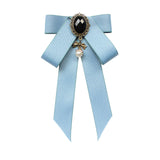 Maxbell Maxbell Ribbon Bow Brooch Pre Tied Bowknot Neck Tie Brooch Pin for Shirt Wedding DIY Sky Blue