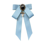 Maxbell Maxbell Ribbon Bow Brooch Pre Tied Bowknot Neck Tie Brooch Pin for Shirt Wedding DIY Sky Blue