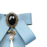 Maxbell Maxbell Ribbon Bow Brooch Pre Tied Bowknot Neck Tie Brooch Pin for Shirt Wedding DIY Sky Blue