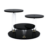 Maxbell Maxbell Round Acrylic Products Display Riser Stand 3 Tier for Jewelry Earrings Rocks Black