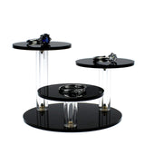 Maxbell Round Acrylic Products Display Riser Stand 3 Tier for Jewelry Earrings Rocks Black