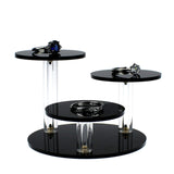 Maxbell Maxbell Round Acrylic Products Display Riser Stand 3 Tier for Jewelry Earrings Rocks Black