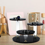 Maxbell Maxbell Round Acrylic Products Display Riser Stand 3 Tier for Jewelry Earrings Rocks Black