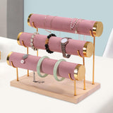 Maxbell 3 Tiers Bracelet Holder Decor for Live Broadcasting Shopping Mall Countertop Pink