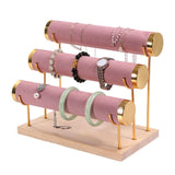 Maxbell 3 Tiers Bracelet Holder Decor for Live Broadcasting Shopping Mall Countertop Pink