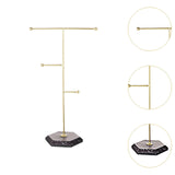 Maxbell T Bar Jewelry Stand Display Hanger Jewelry Display for Bracelet Rings Bangle Gold